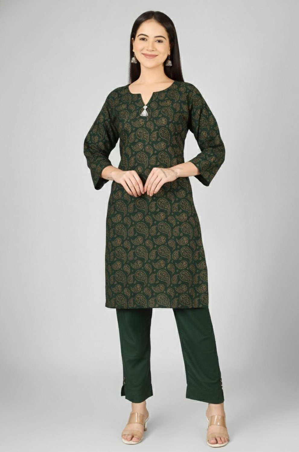 Image of H A Enterprise Women Kurta Pant Dupatta Set