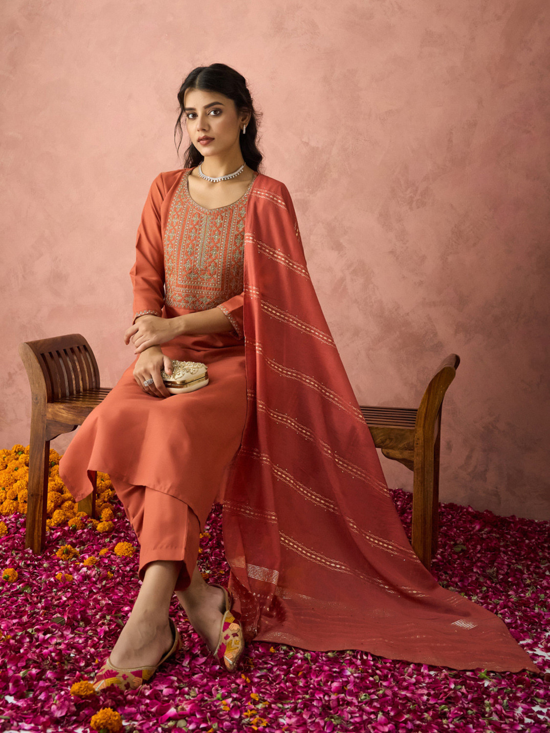 Image of Janmantar Women Kurta Pant Dupatta Set