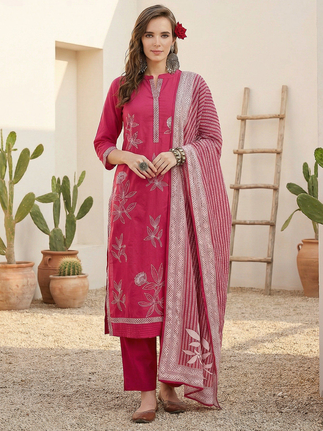 Image of Indo Era Women Kurta Pant Dupatta Set
