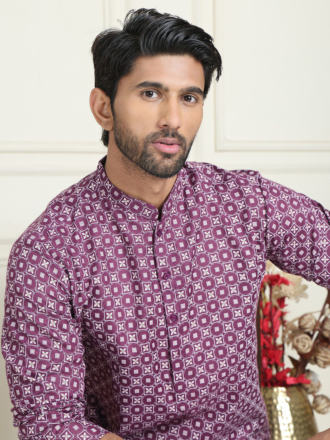 Image of Jompers Men Printed Straight Kurta