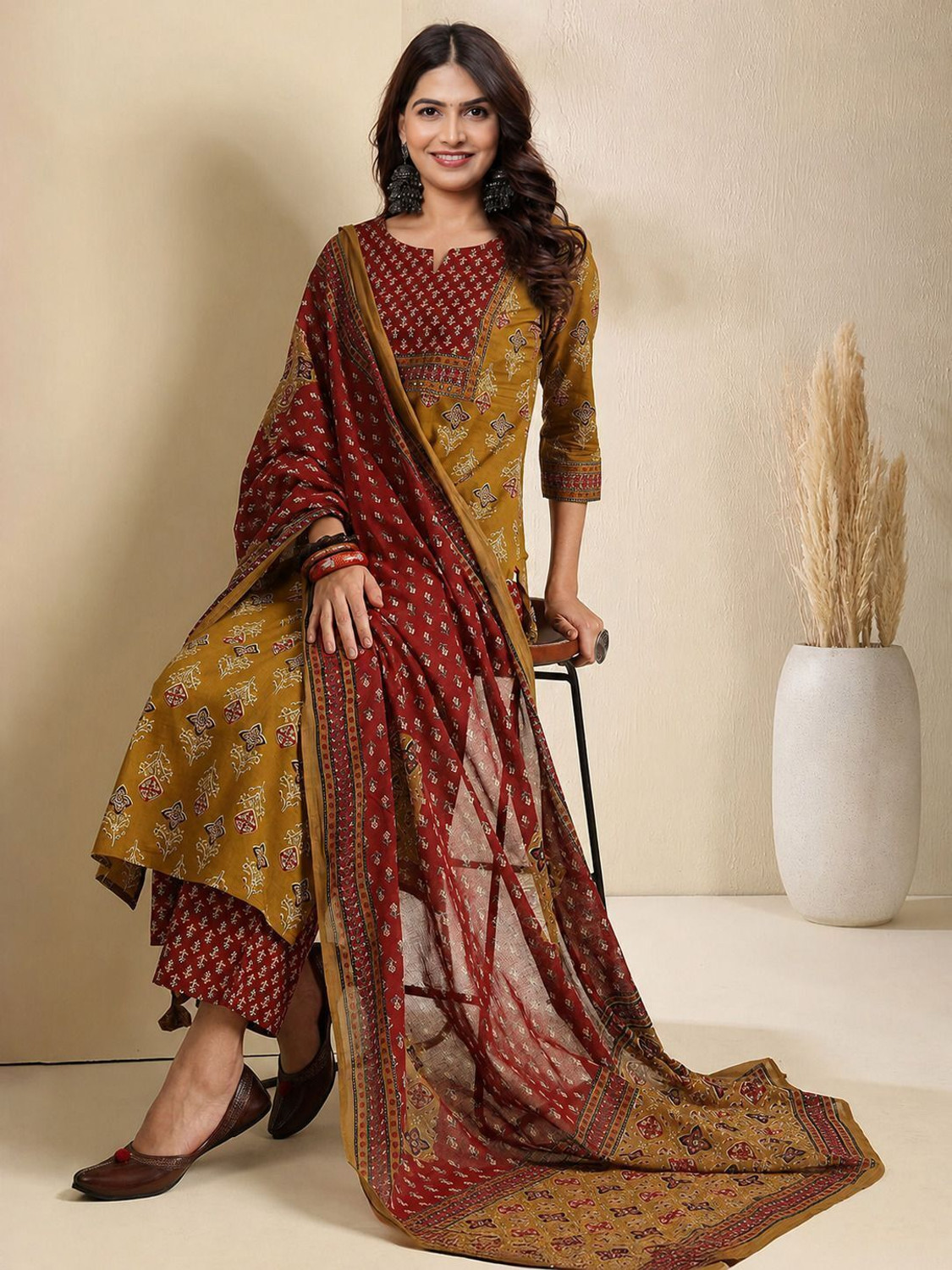 Image of S4K Women Kurta Pant Dupatta Set