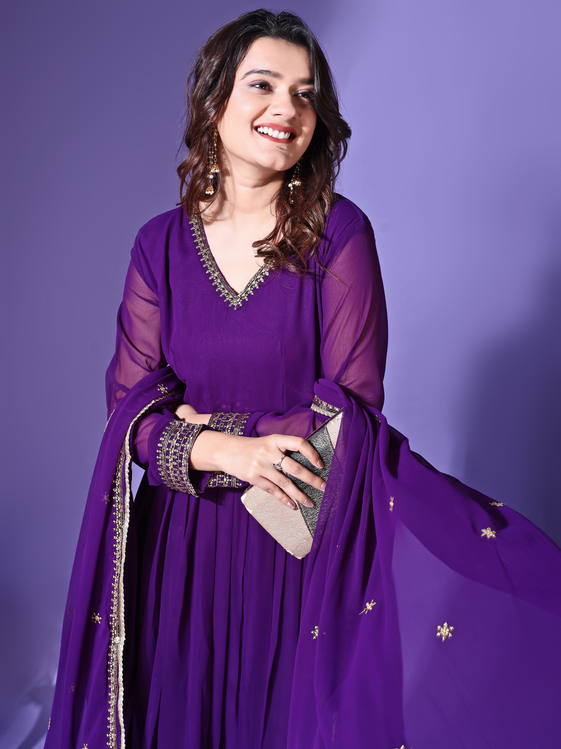 Image of cloudberry Women Kurta Palazzo Dupatta Set