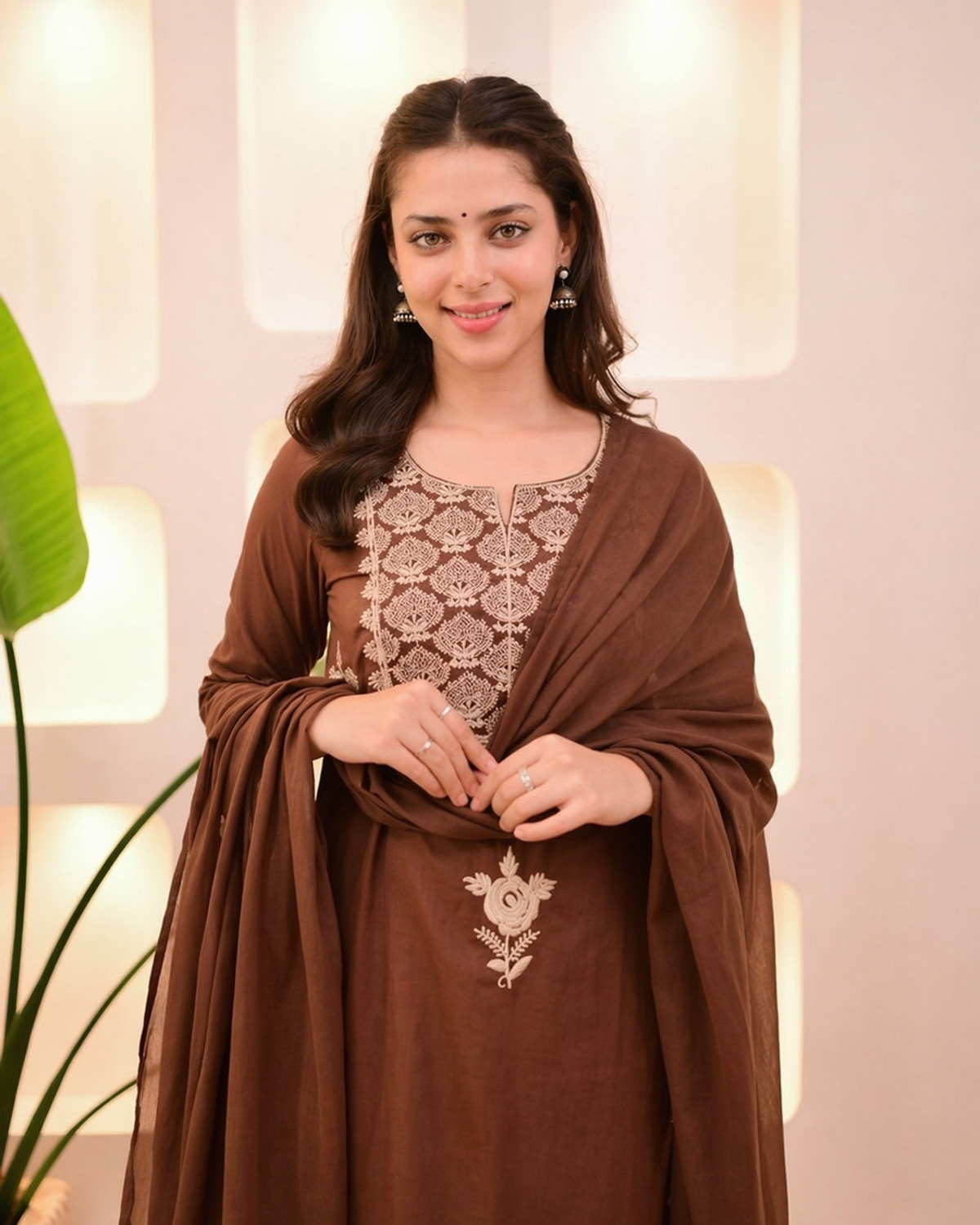 Image of PILUDI Embroidered Kurta, Trouser /Pant & Dupatta Set