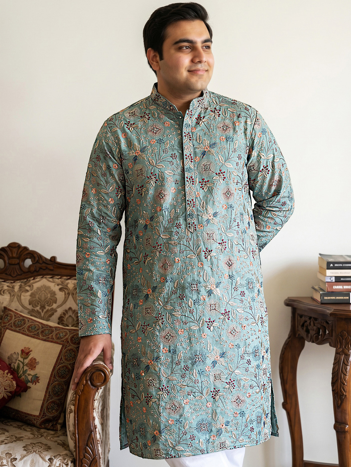 Image of Jompers Men Embroidered Straight Kurta