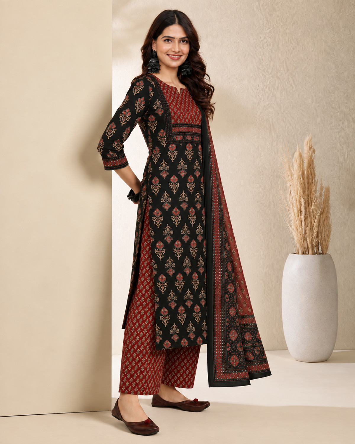 Image of S4K Women Kurta Pant Dupatta Set