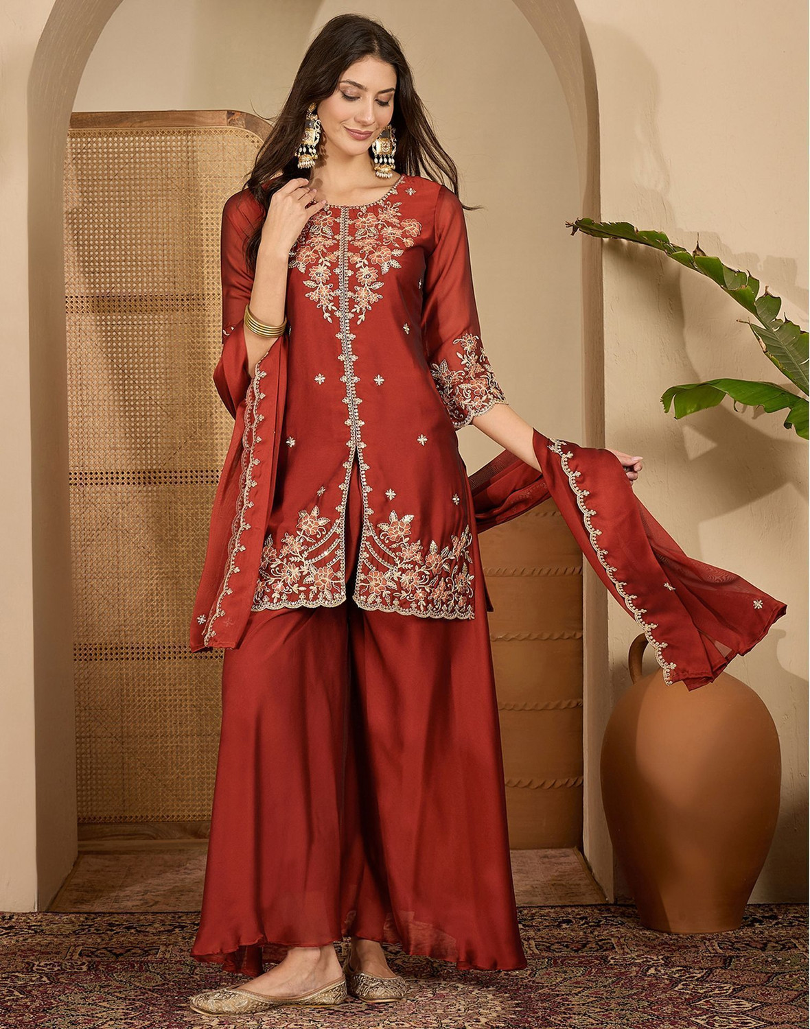 Image of Skylee Women Kurta Sharara Dupatta Set