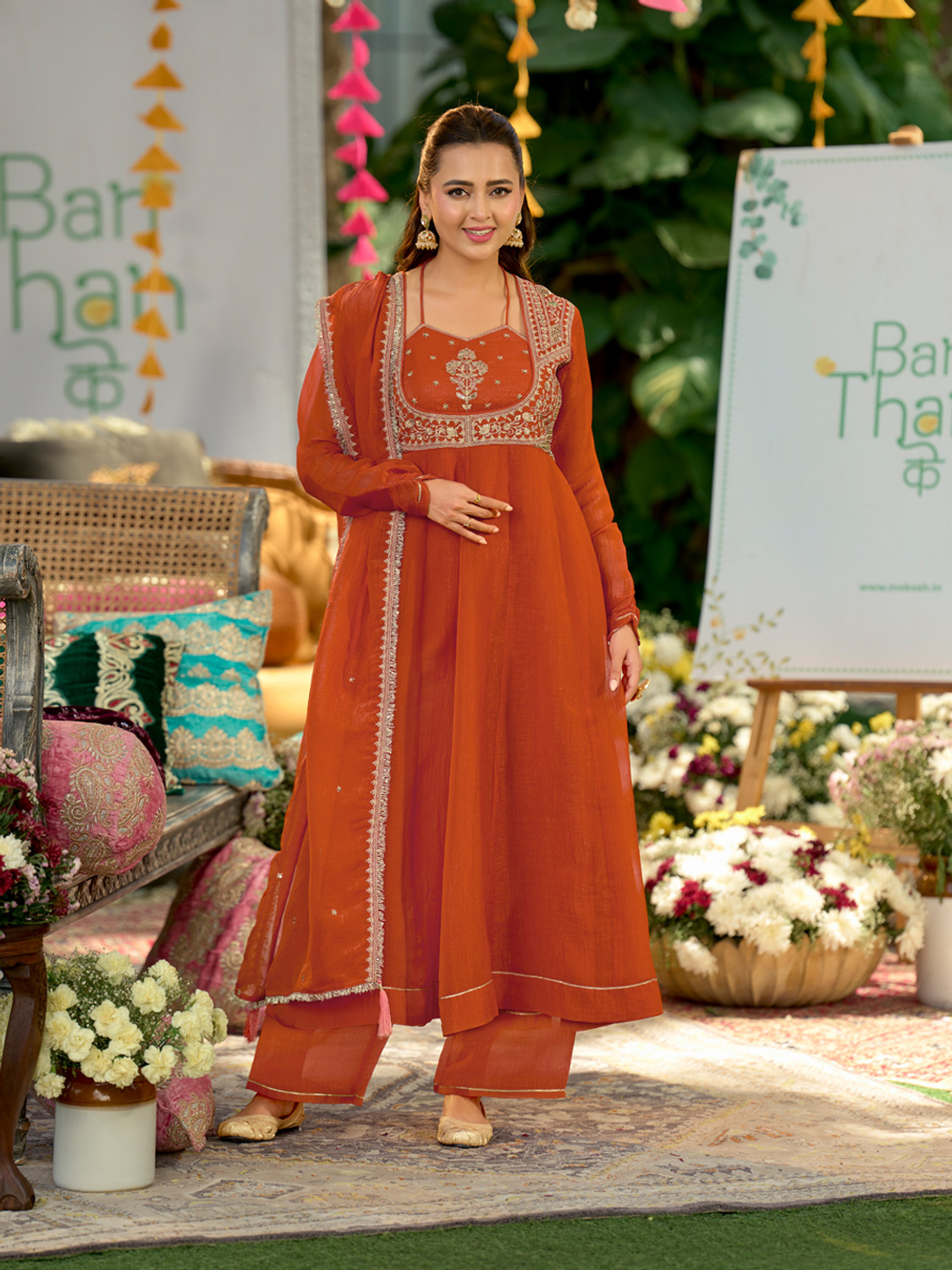 Image of MOKOSH Women Kurta Palazzo Dupatta Set