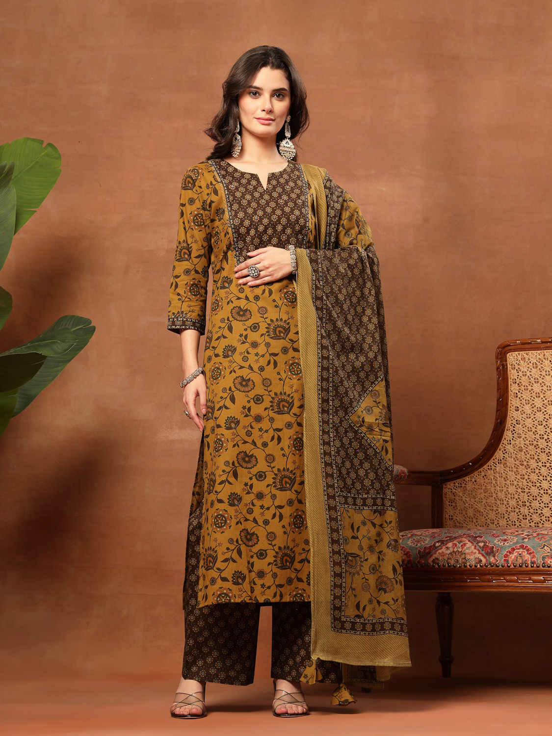 Image of KIMAYRA Women Kurta Palazzo Dupatta Set