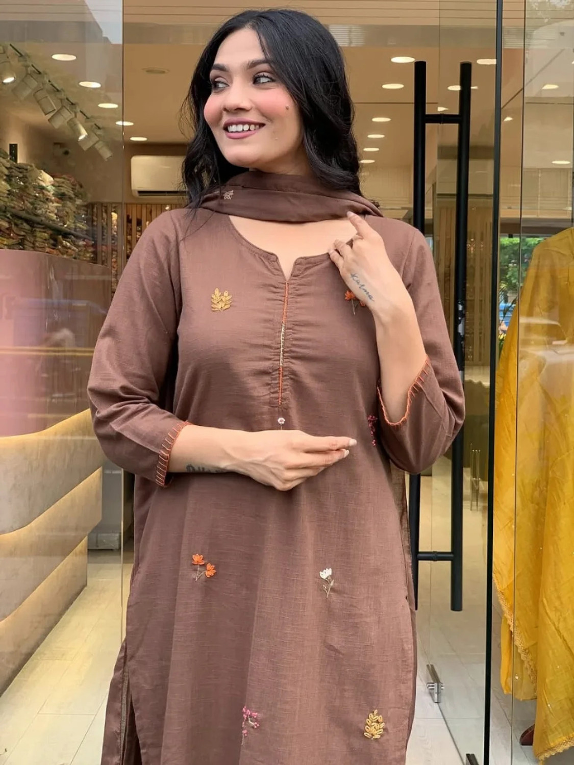 Image of HOMETRACE Women Kurta Pant Dupatta Set