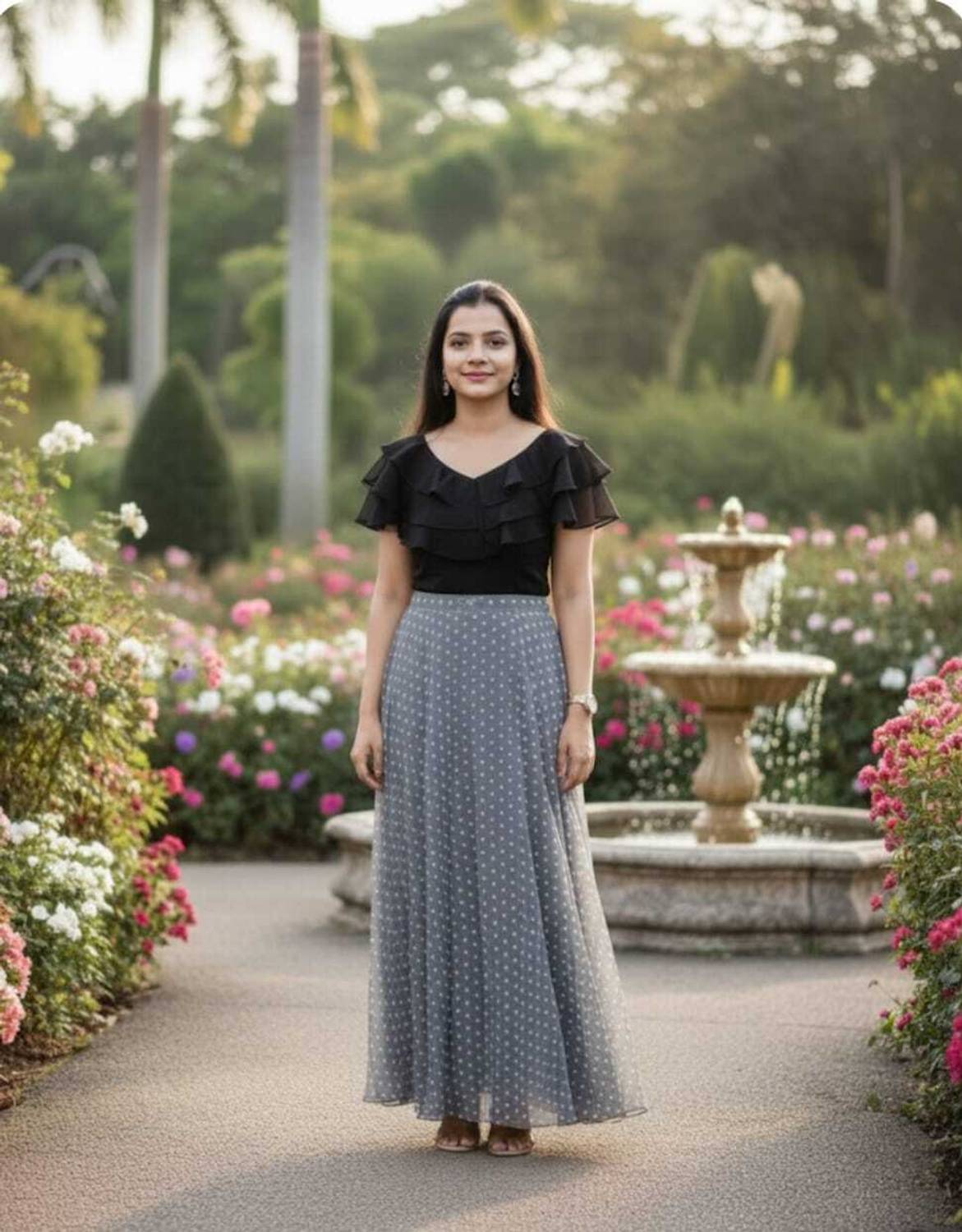 Aizii Women Crop Top Skirt Set