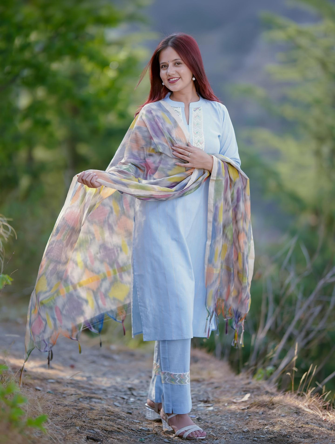 Image of Madarwa Women Kurti Pant Dupatta Set