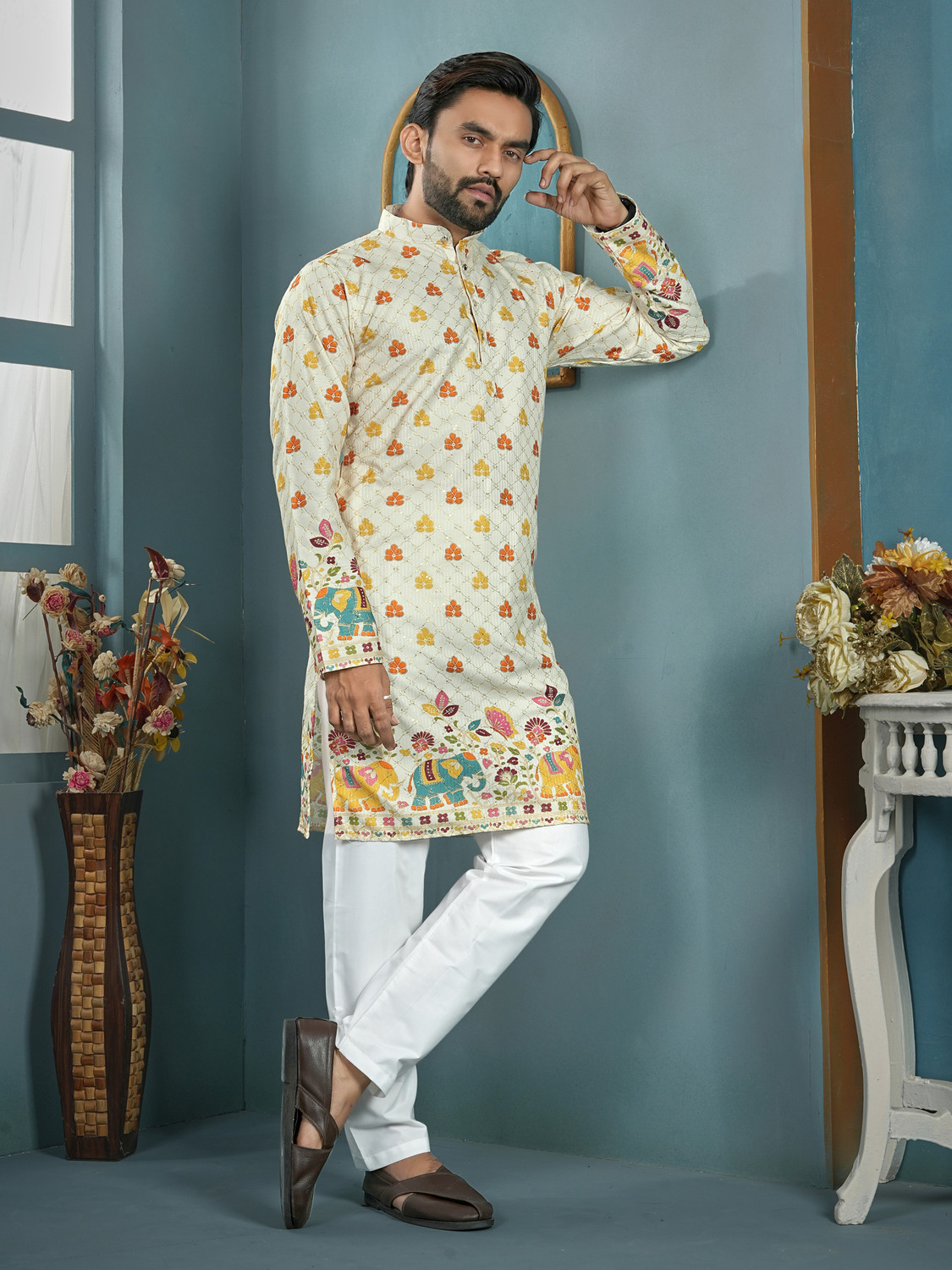 Image of CELLUX Men Kurta Pyjama Set