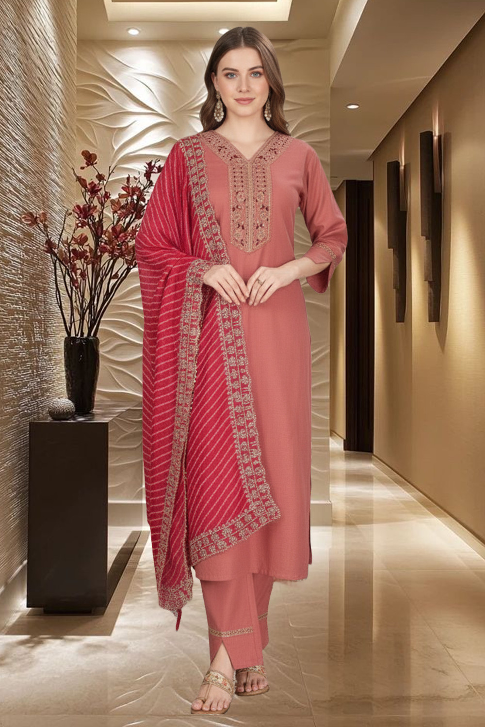 Image of DETACH Women Kurta Pant Dupatta Set