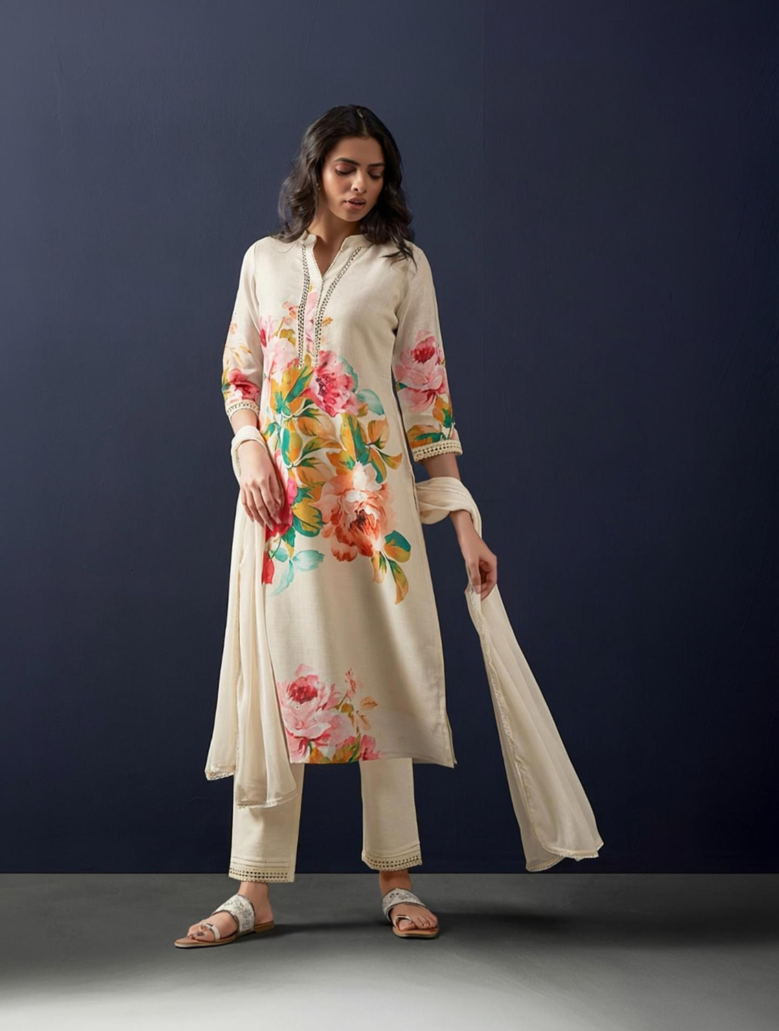 Image of Indo Era Women Kurta Pant Dupatta Set