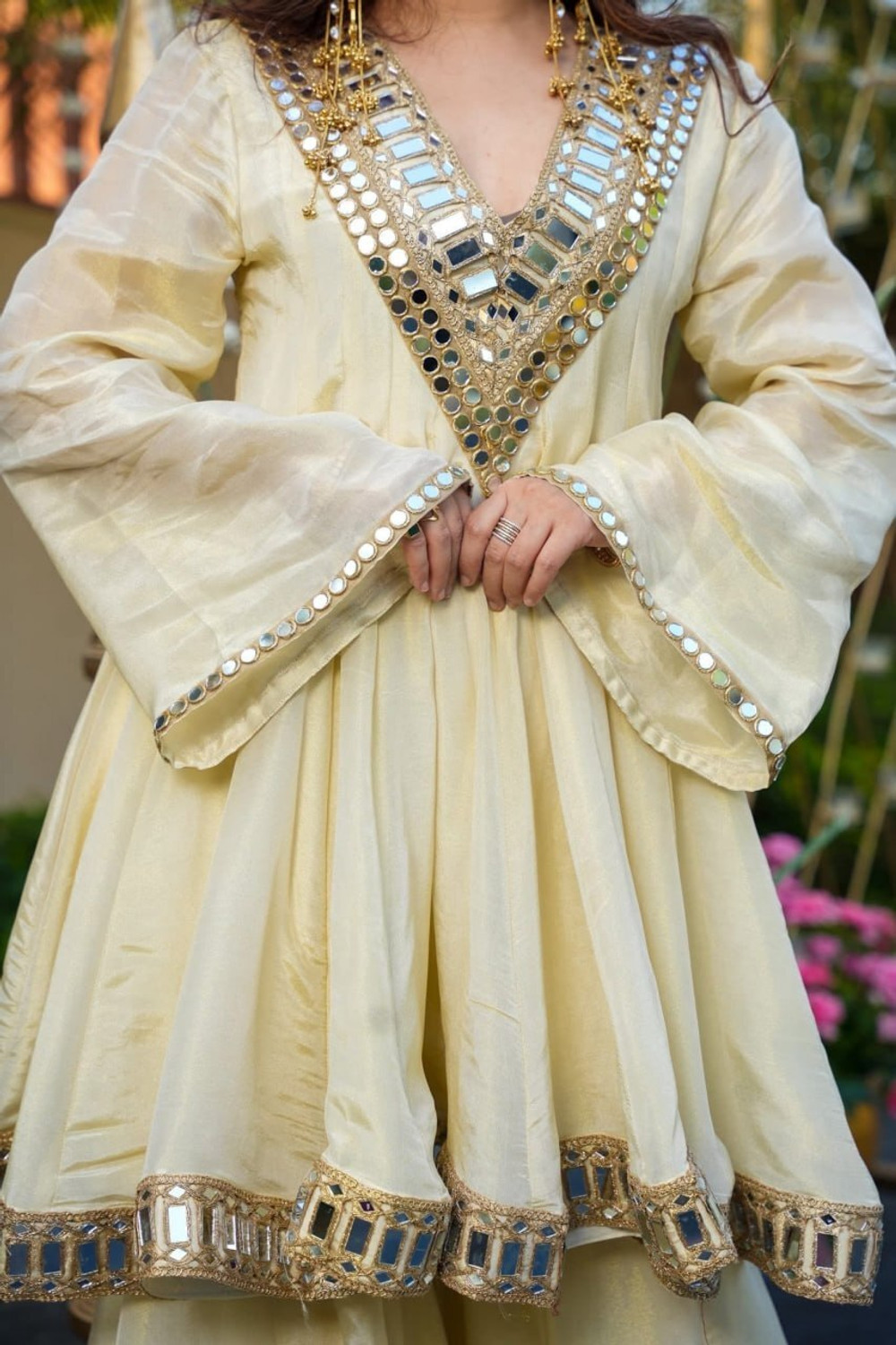 Image of FUSIONCRAFT Embellished Anarkali Kurta, Bottom & Dupatta Set
