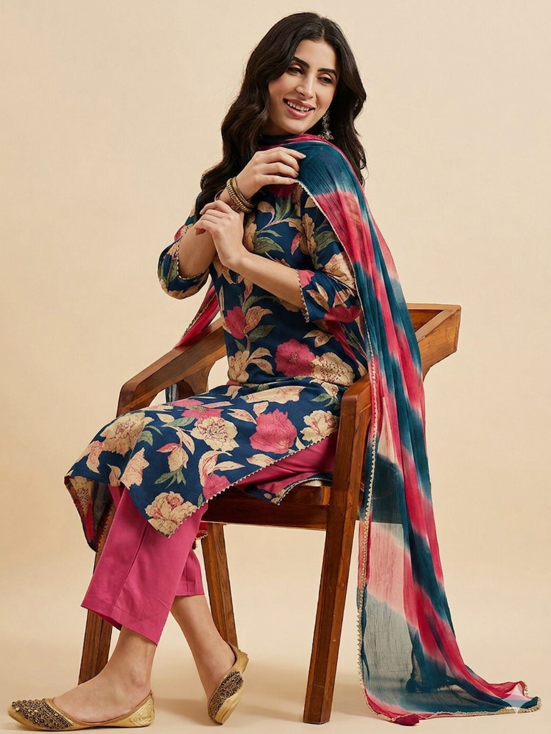 Image of PSCHOICE Women Kurti Pant Dupatta Set
