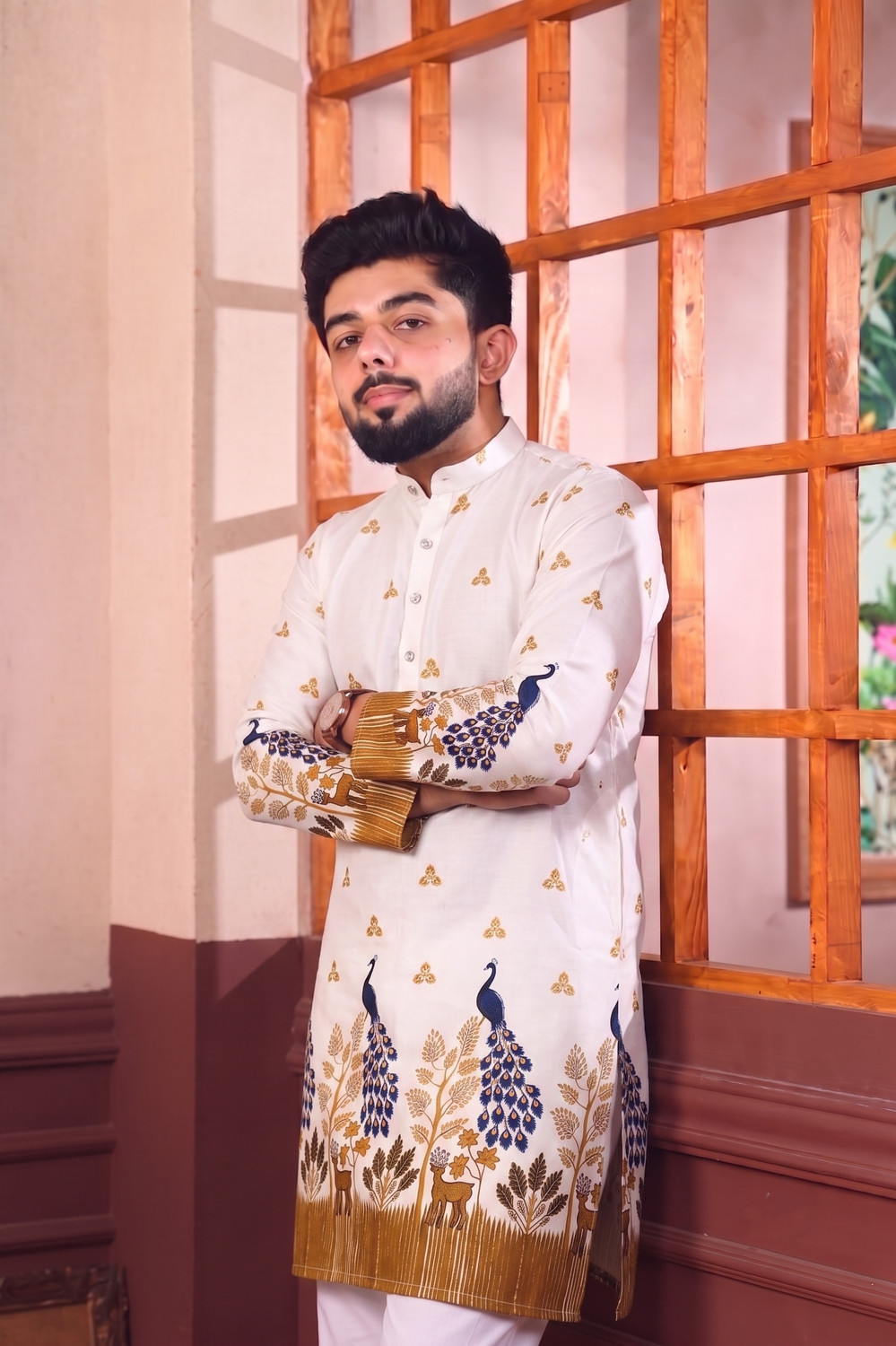 Image of Nirwearr Men Printed Straight Kurta