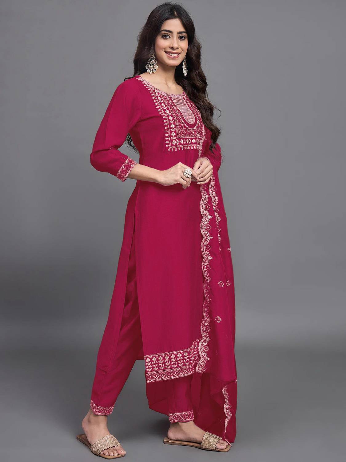 Shree Ramkrishna Fab Women Kurti Pant Dupatta Set - Image 4
