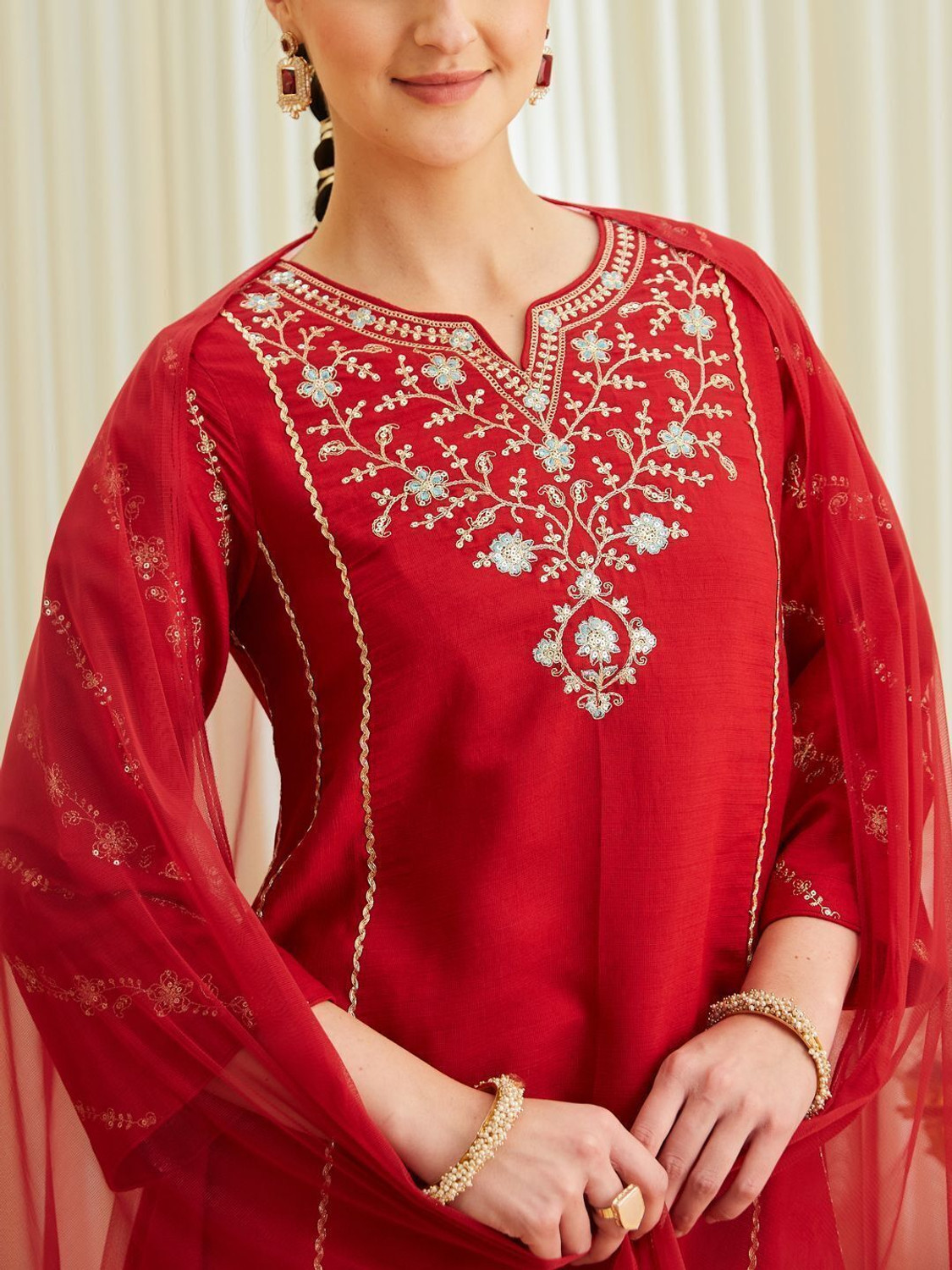 Image of MOKOSH Women Kurta Palazzo Dupatta Set
