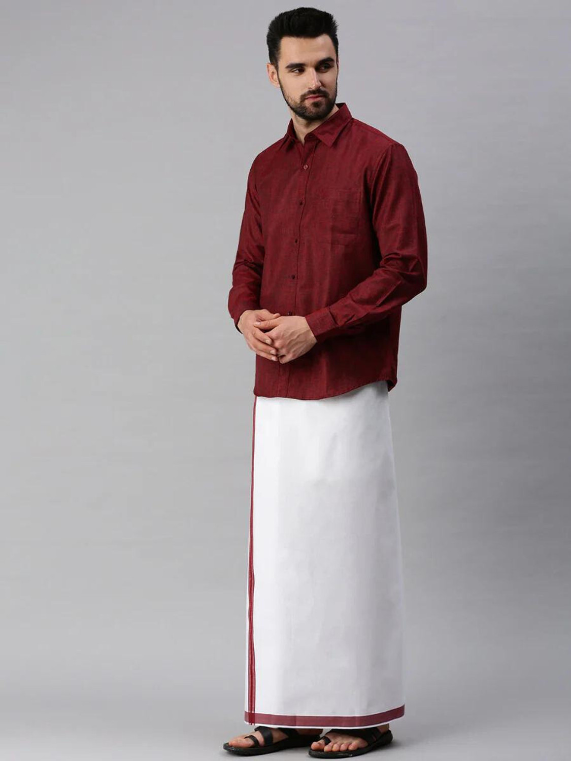 Image of Famuzz Men Shirt Dhoti Set