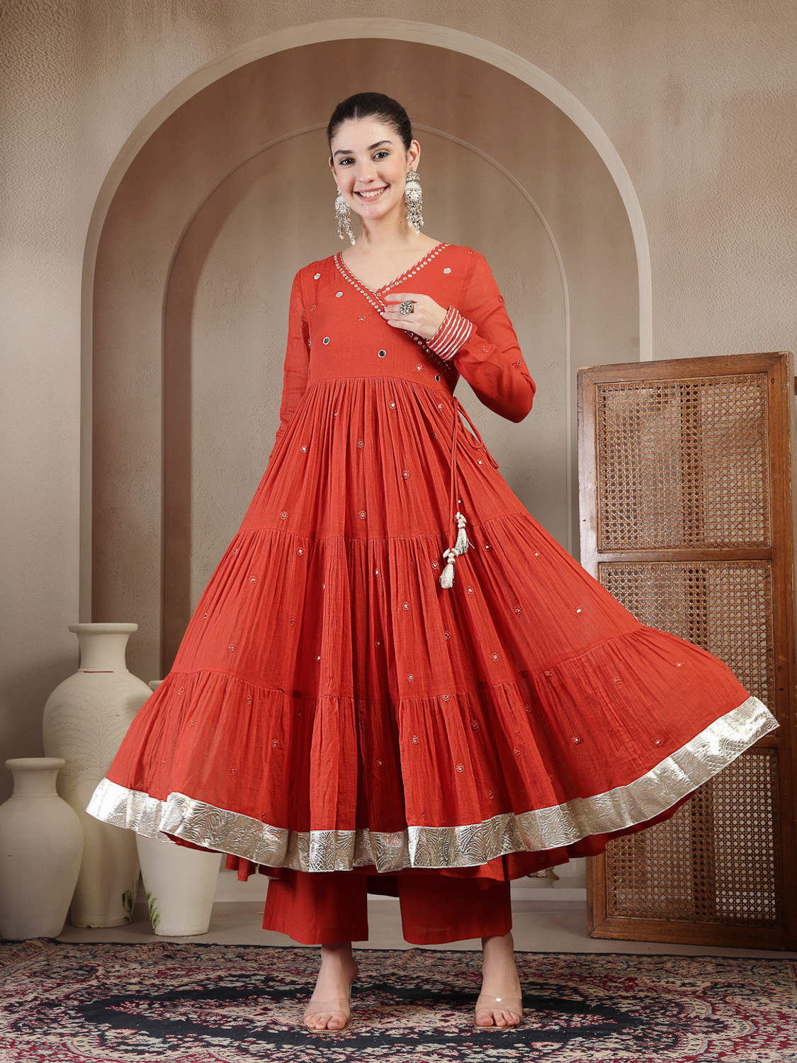 Image of Gulmohar Jaipur Women Kurta Palazzo Dupatta Set