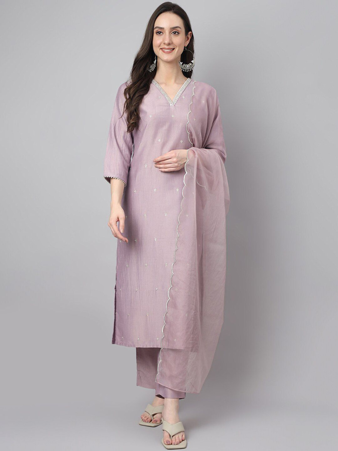 Image of Janasya Women Kurta Pant Dupatta Set