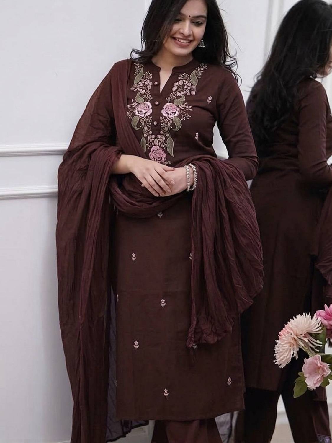 BEAUTYBEATS Embroidered Kurta, Trouser/Pant & Dupatta Set