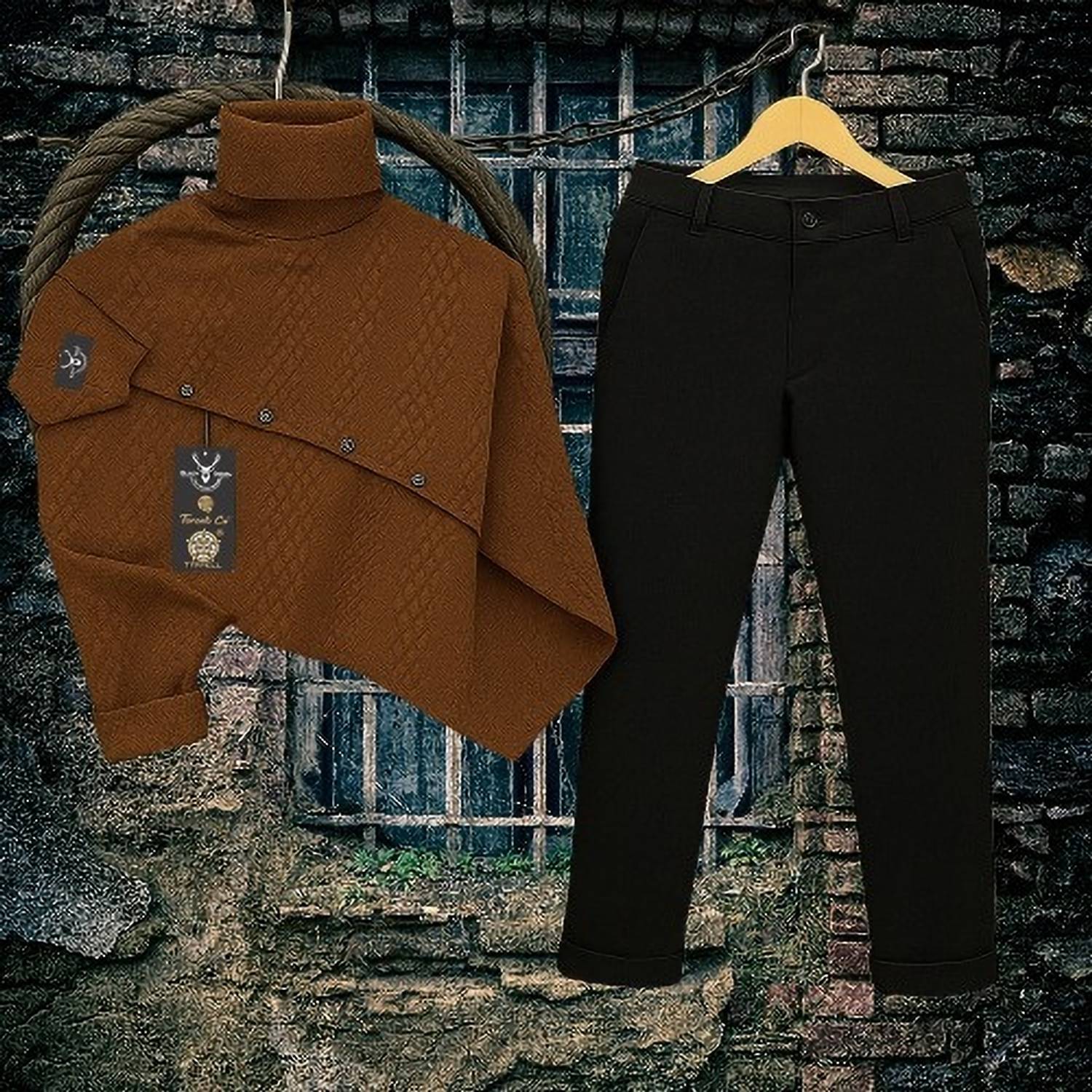 Black Deer Men Shirt Pant Set