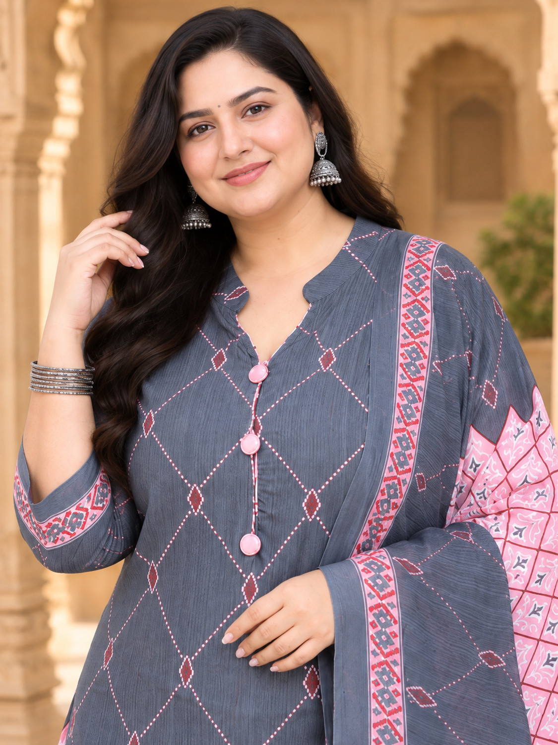 Image of Merira Women Cotton Blend Kurta Patiala Dupatta Set