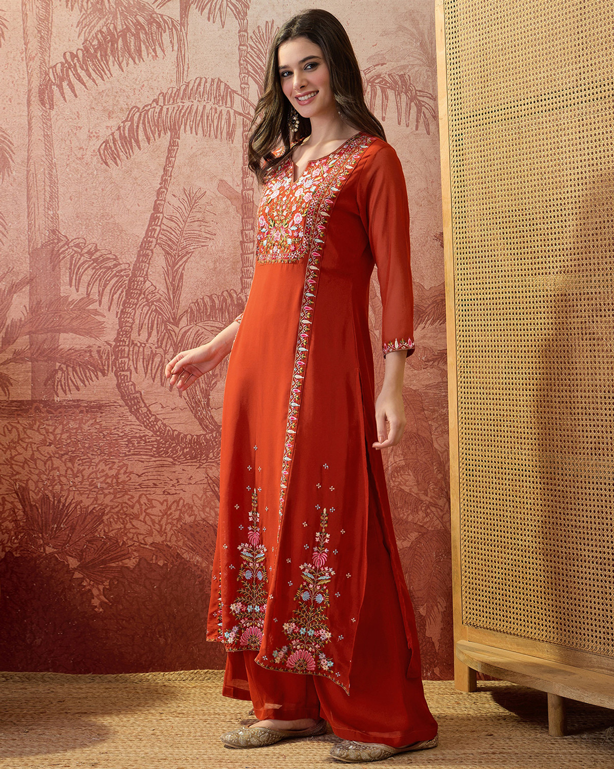 Image of Sangria Women Kurta Palazzo Set