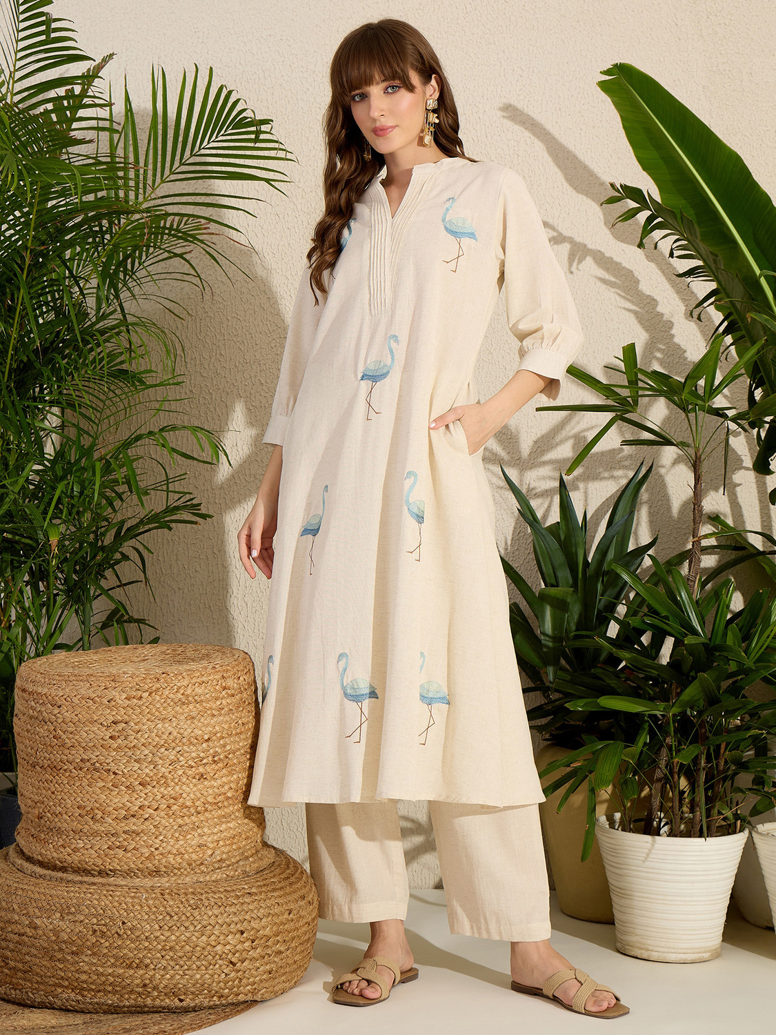 Image of Indo Era Women Pure Cotton Kurta Pant Set