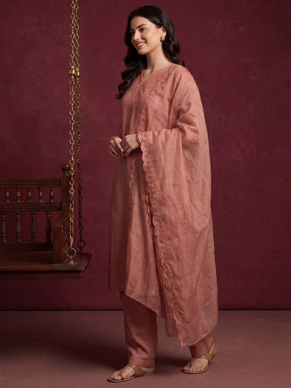 Image of Indo Era Women Kurta Pant Dupatta Set