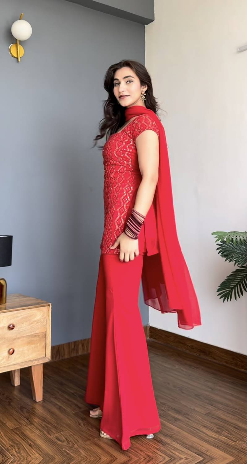 DISHWA Fashion Women Kurti Palazzo Dupatta Set - Image 3