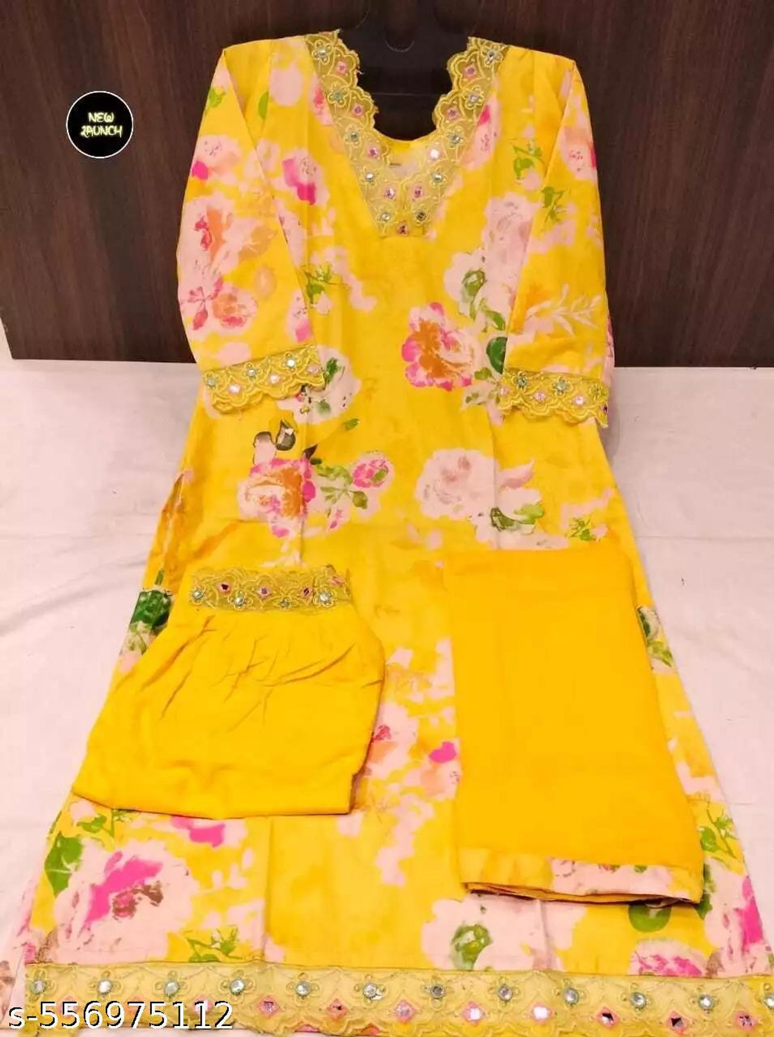 Image of Shree Kandhal Fashion Women Kurti Pant Attached Dupatta Set