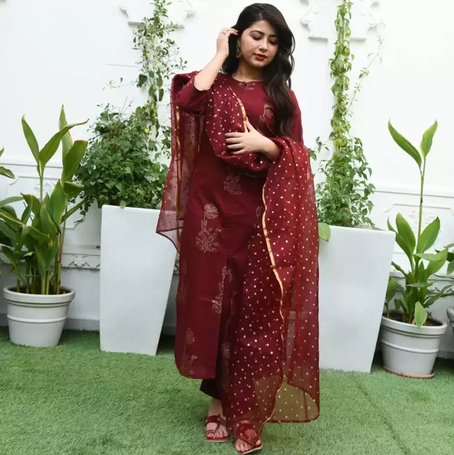 Image of Akel Women Kurta Pant Dupatta Set