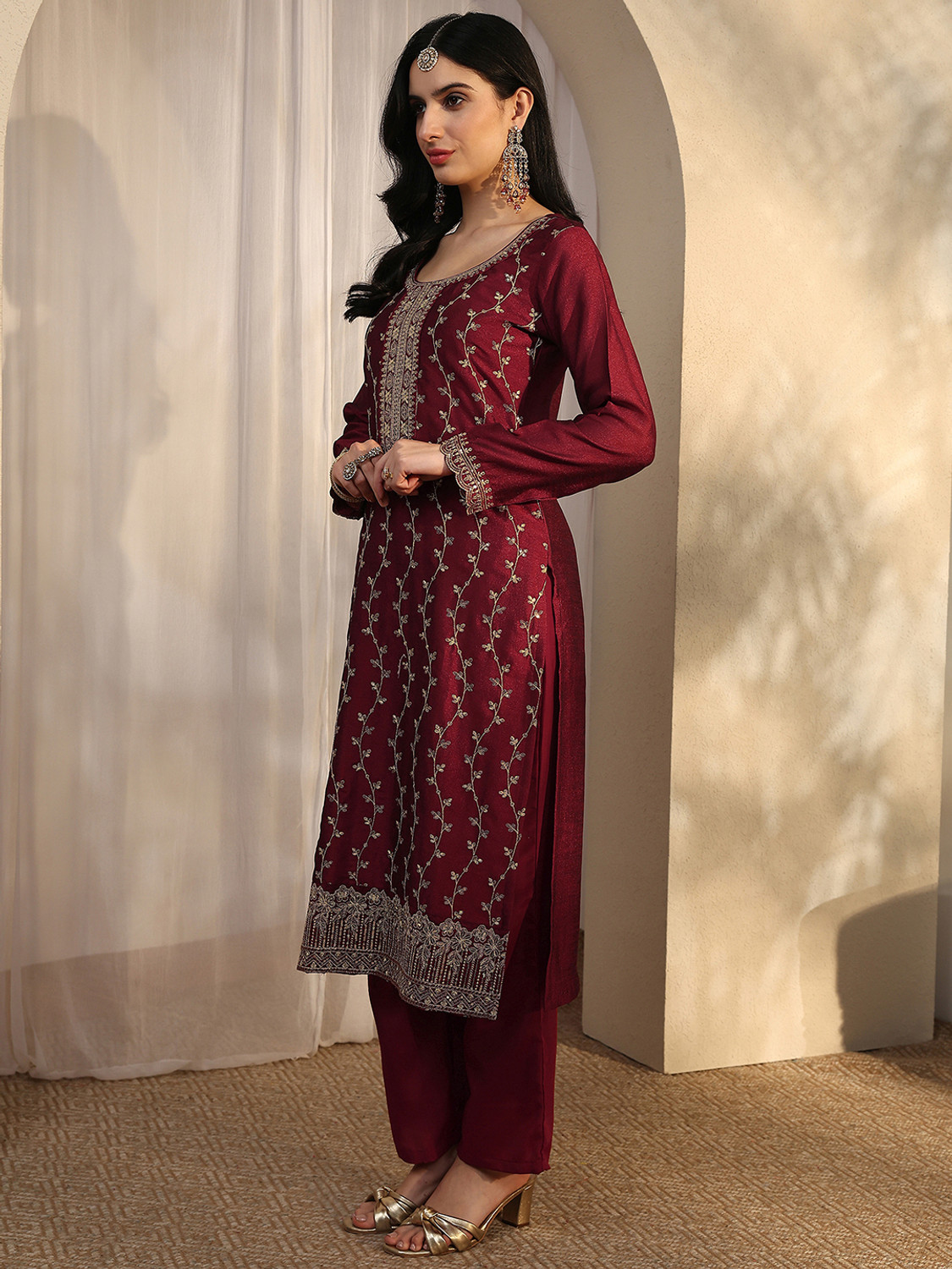 Image of LIBAS Women Kurta Palazzo Dupatta Set