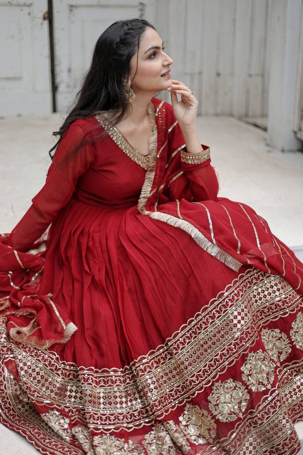 Image of KALINI Women Georgette Kurta Dupatta Set