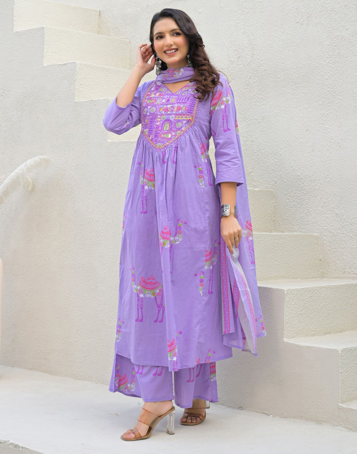 Image of Skylee Women Kurta Pant Dupatta Set