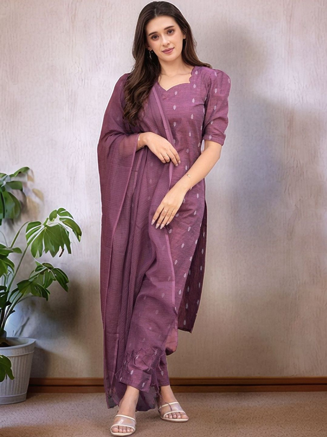 Image of SZN Women Kurta Palazzo Dupatta Set