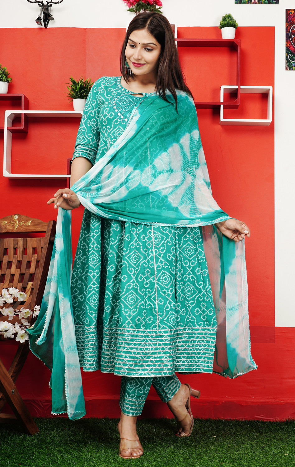Image of Sanganer Export Women Kurta Pant Dupatta Set
