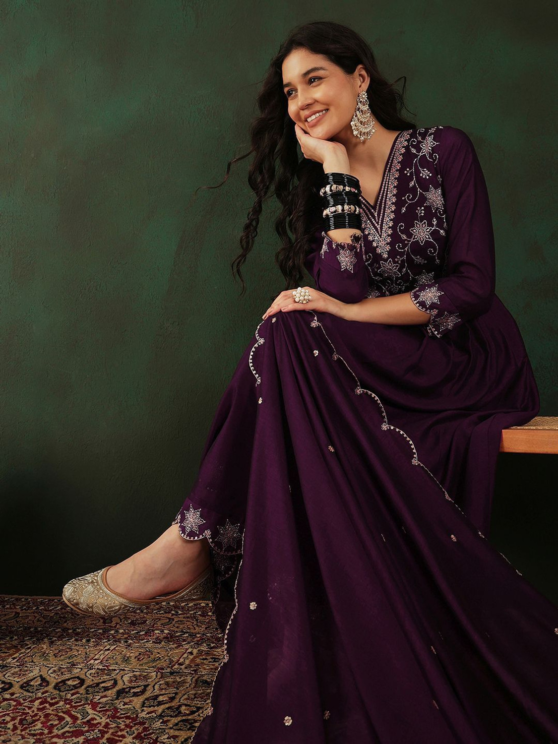 Image of Sangria Women Kurta Pant Dupatta Set