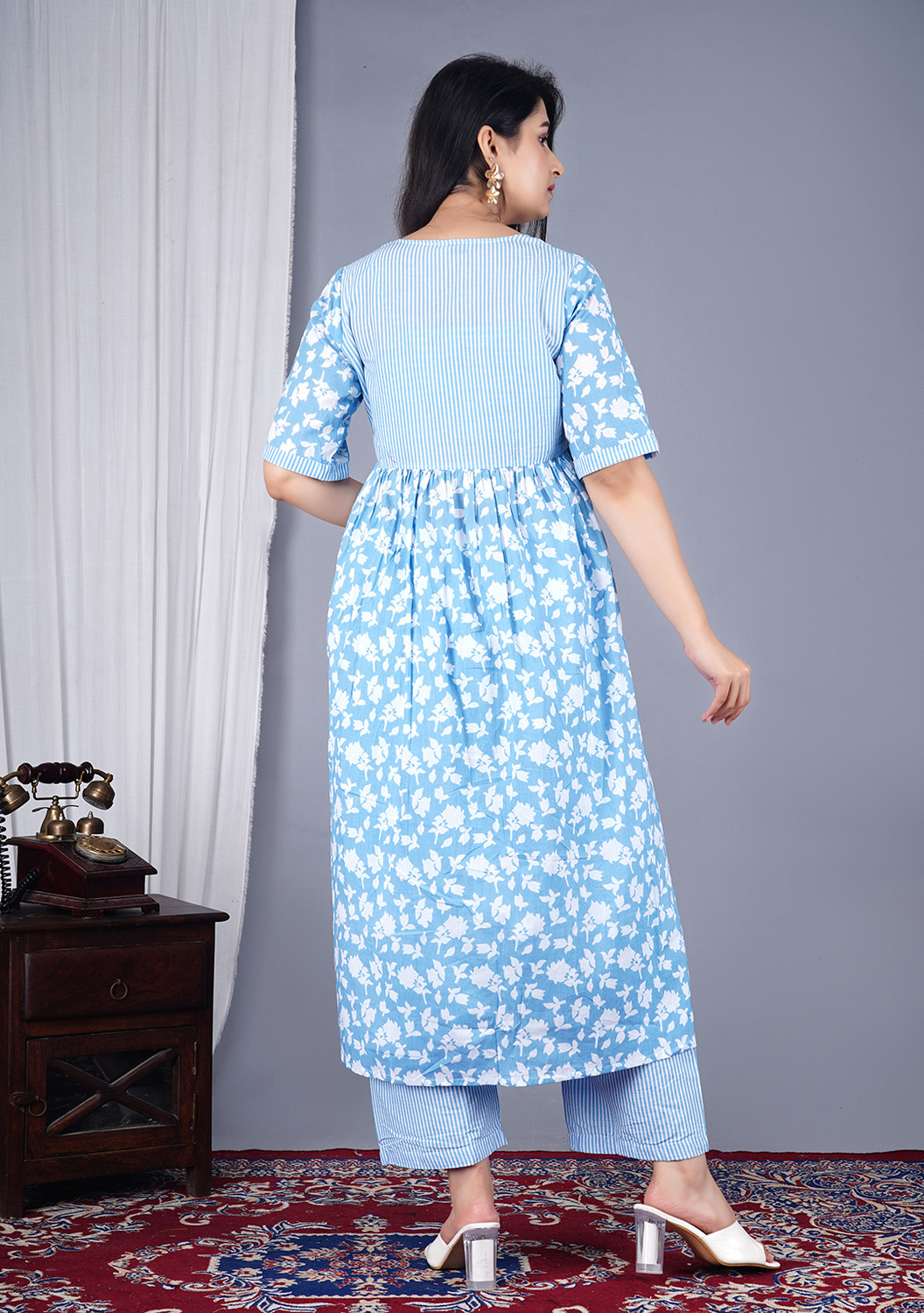 Image of MANOJAVA Women Crop Top Palazzo Ethnic Jacket Set