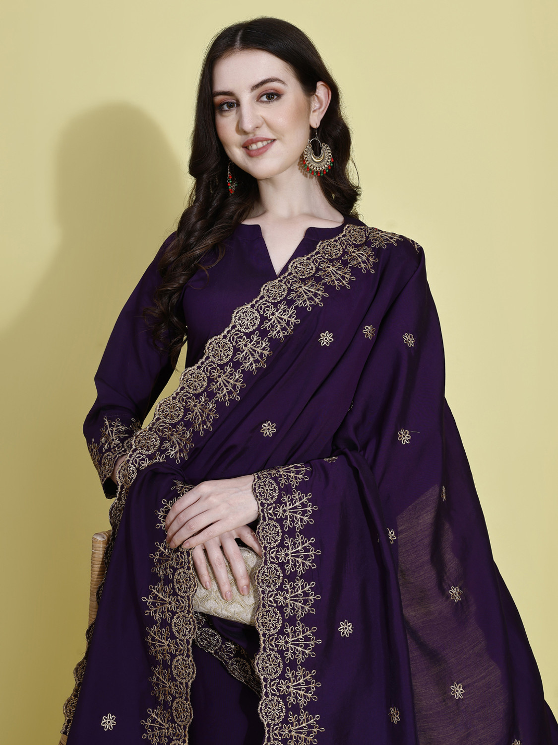 Image of PRATHAM BLUE Women Kurta Palazzo Dupatta Set