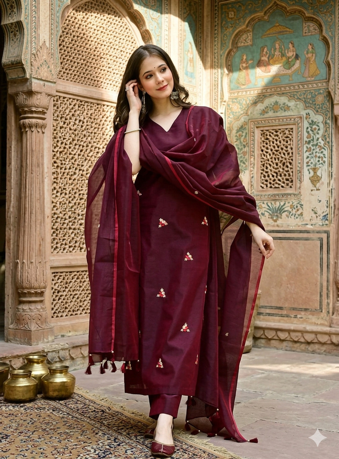 Image of Aatvi Women Kurta Pant Dupatta Set