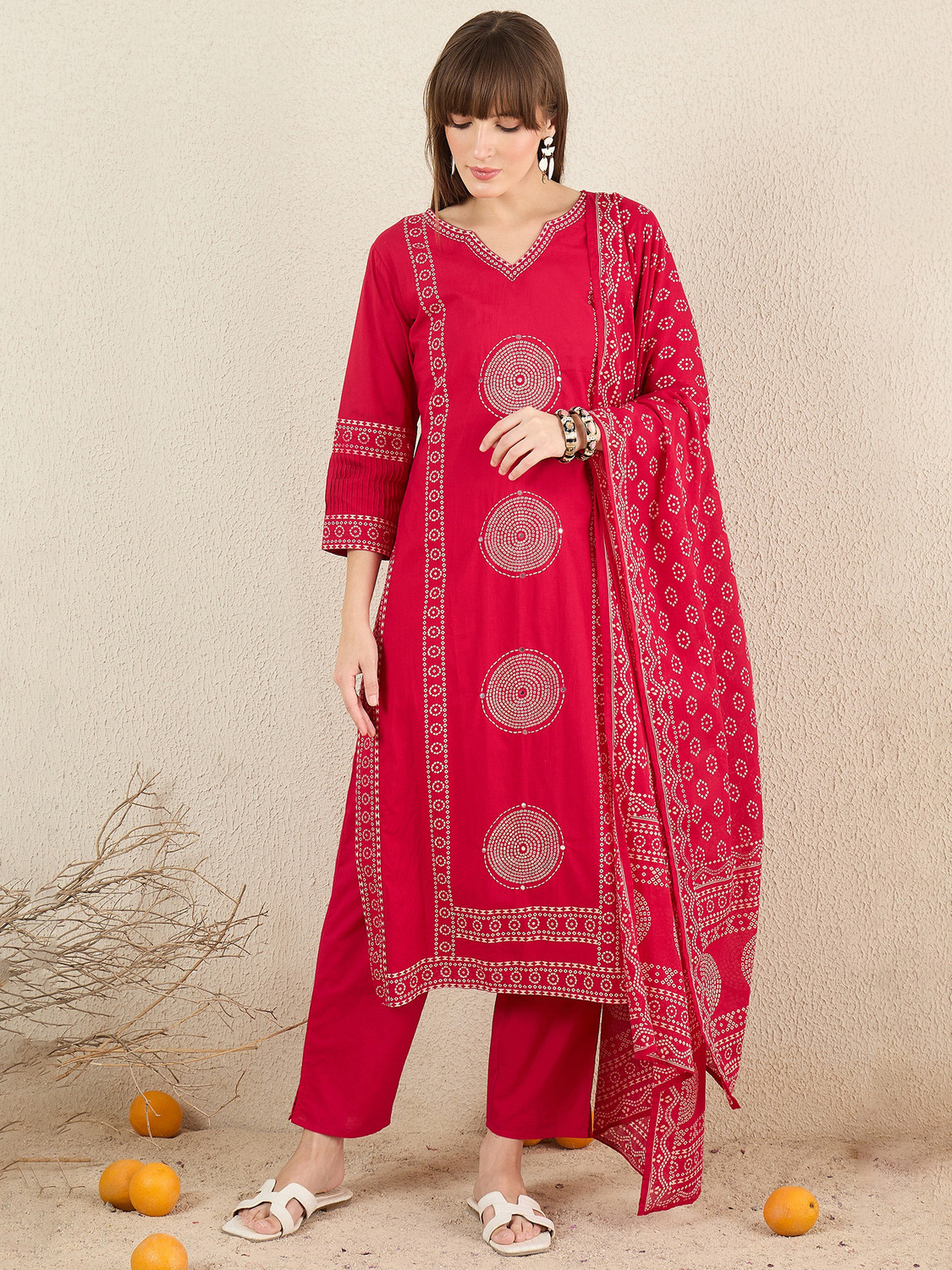Image of Indo Era Women Kurta Pant Dupatta Set