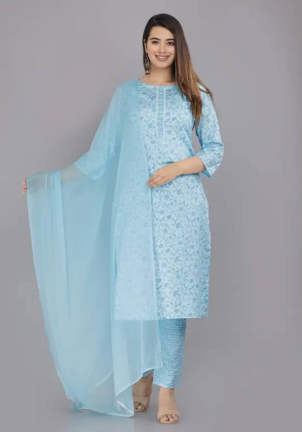 BAMLIZA WEAR Women Kurta Pant Dupatta Set
