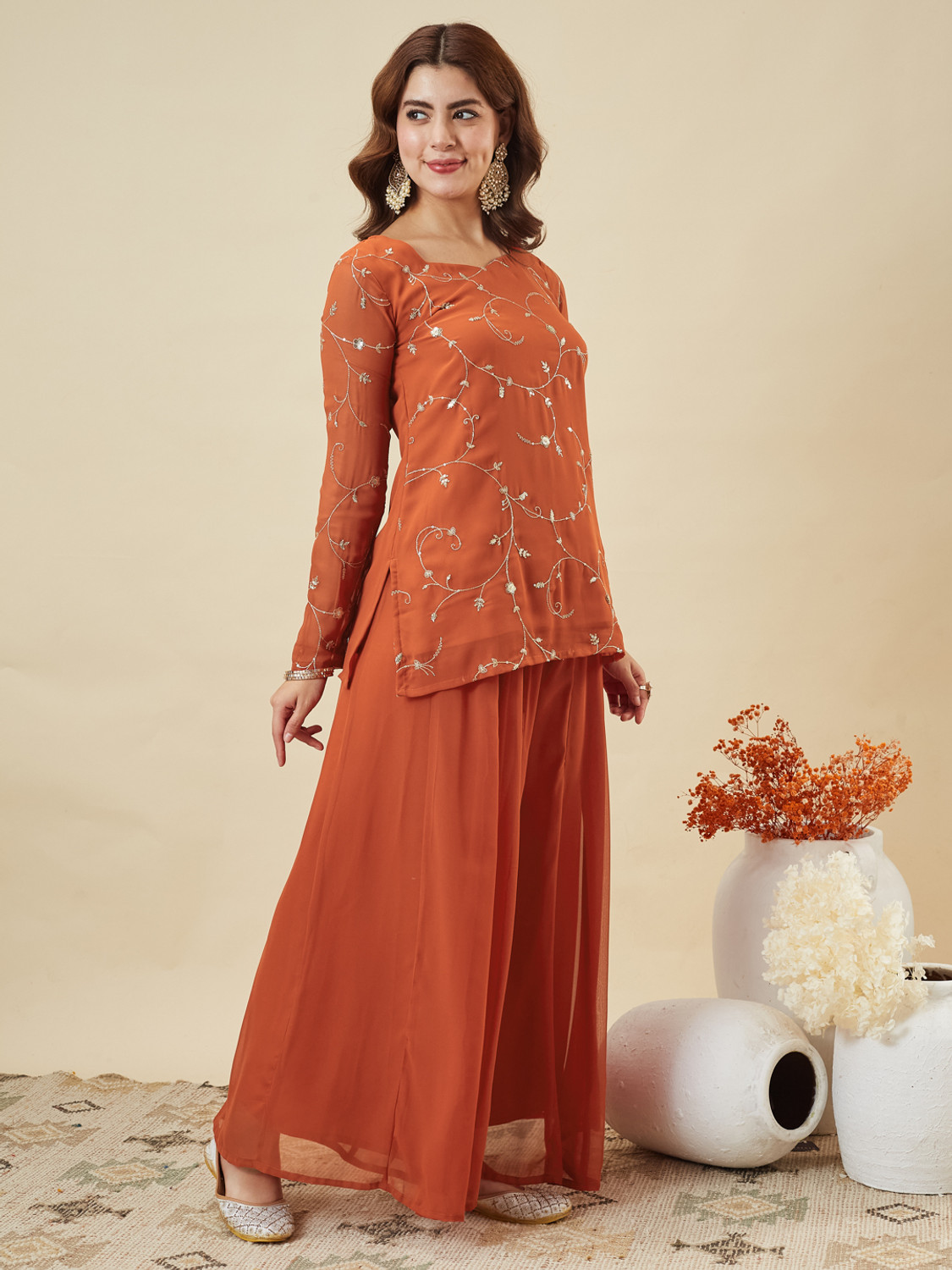 Image of MOKOSH Women Kurti Palazzo Dupatta Set