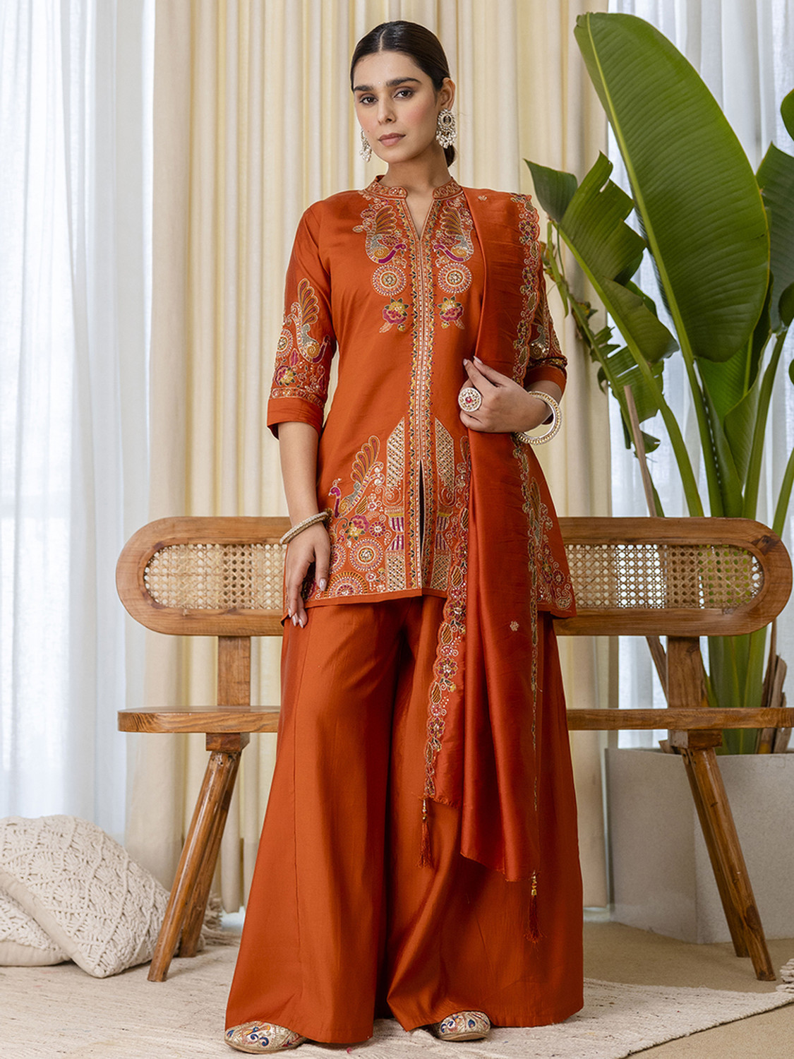 Image of VredeVogel Women Kurta Palazzo Dupatta Set