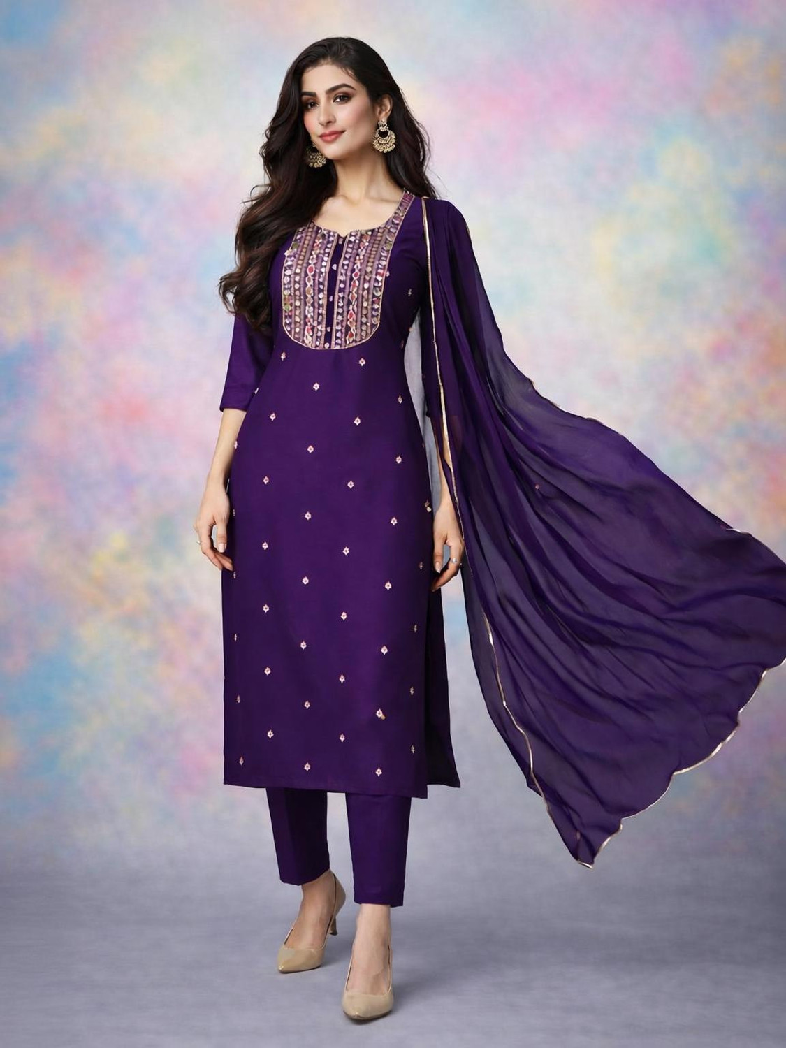 Image of Kaswya Women Kurta Churidar Dupatta Set