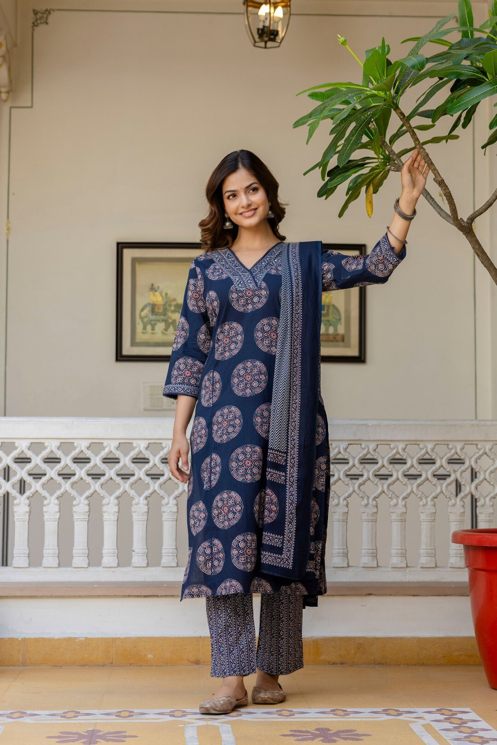 Image of ANOUK Women Kurta Palazzo Dupatta Set